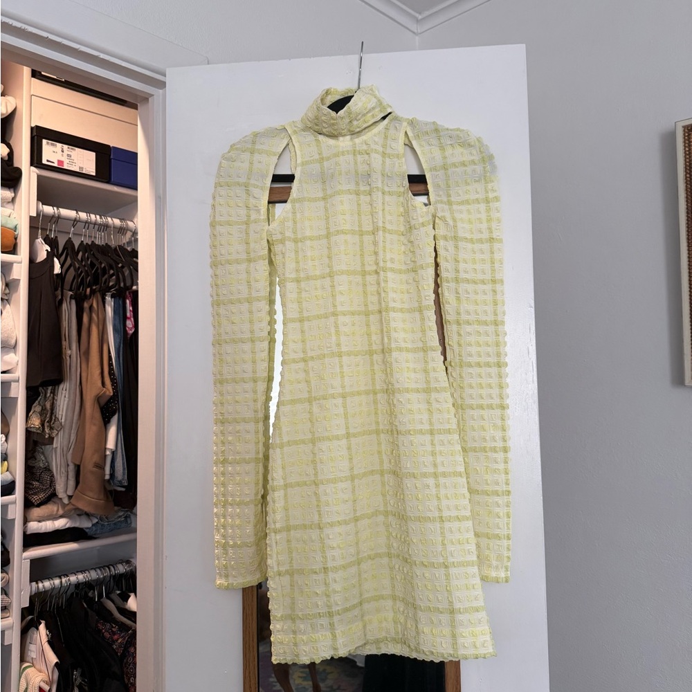 Nanushka yellow kali short dres